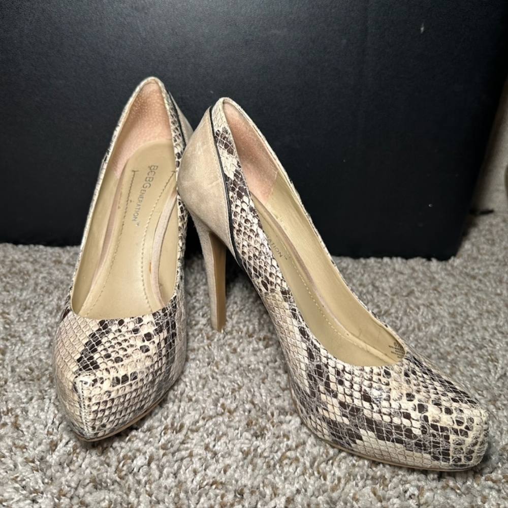 BCBGenration snakeskin with suede heel size 6.5
